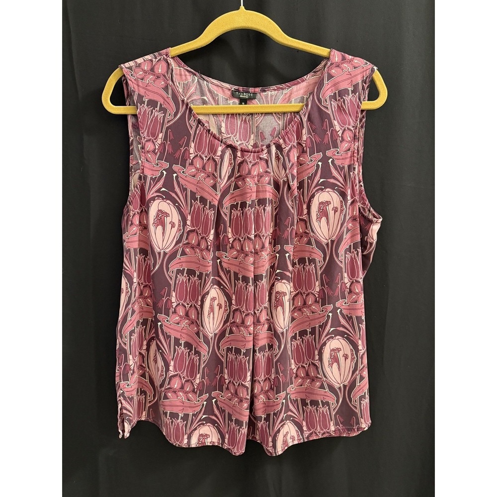 Women's Sleeveless Blouse Talbots 16 Silk Blend Slit Sides